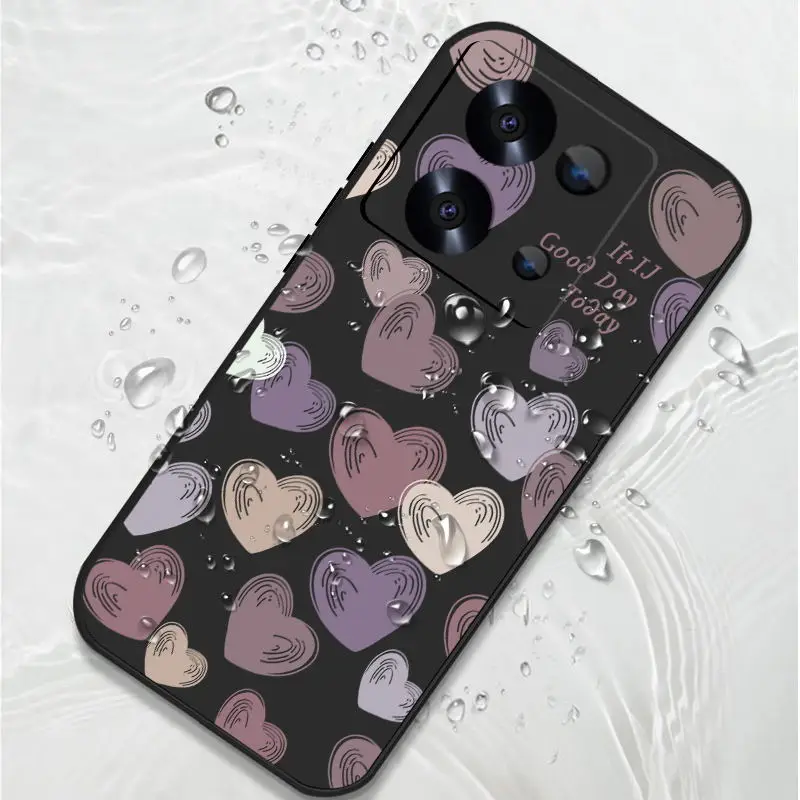 Candy Color Love Hearts Case For Xiaomi Redmi Note 13 14 12 11 10 Pro Poco F6 X6 X5 Mi 11 Lite 5G NE 11T 13T Pro Lanyard Case