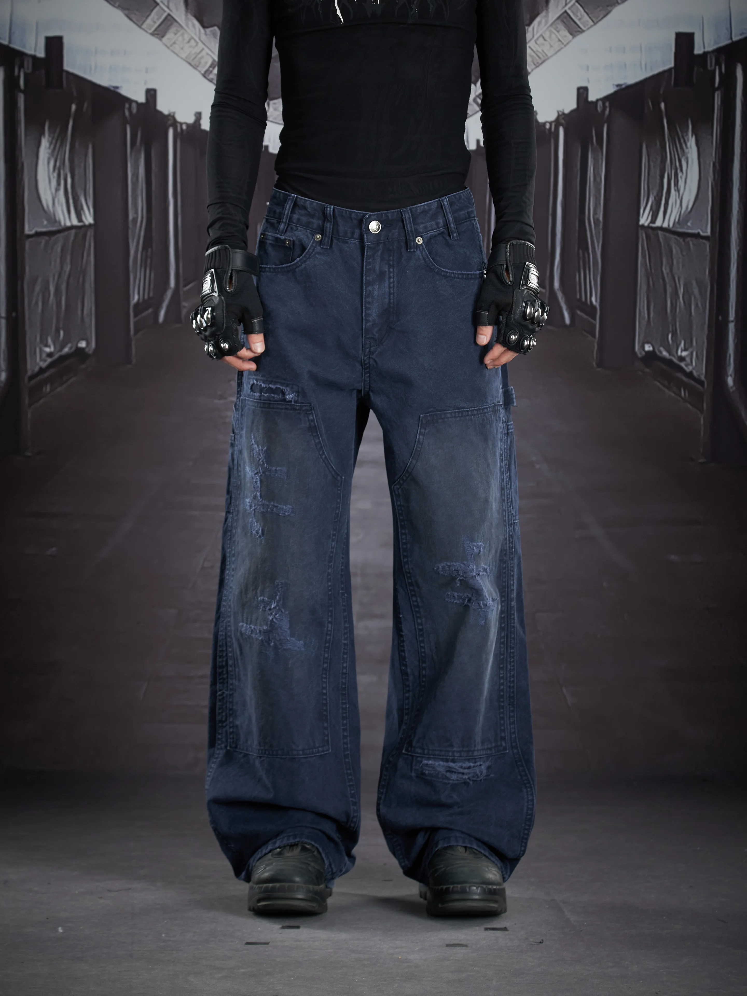Special-Interest Design New Heavy Industry Washed and Worn American Retro Logging Pants Casual Working Street Fashion