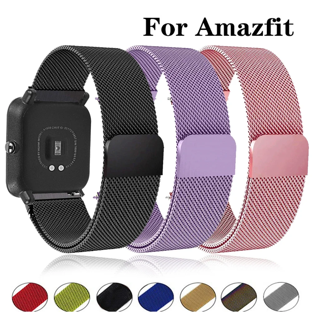 20mm 22mm Magnetic Loop for For Amazfit GTS/4/3/2e GTR 4/3/2/47mm Metal Mesh Smartwatch Bracelet Amazfit Bip 5 Strap Milanese