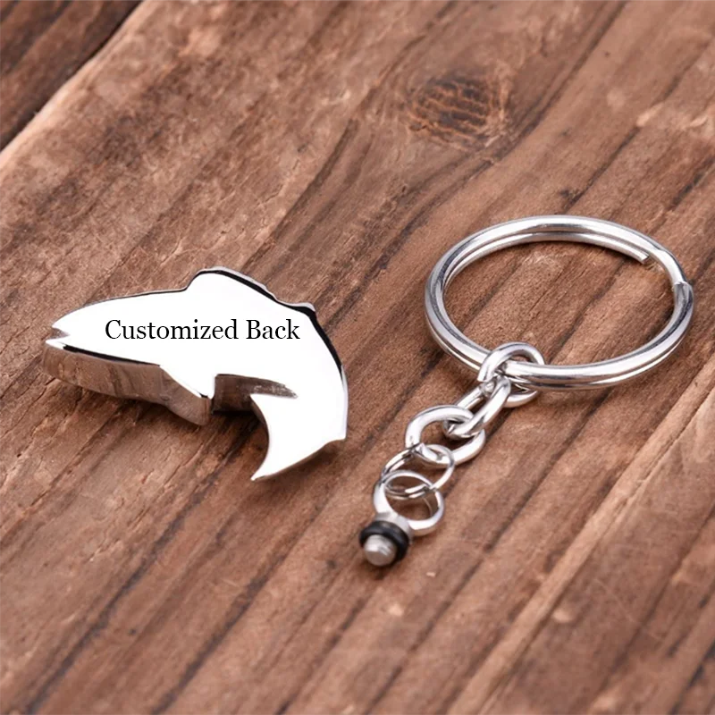 Customized Fish Cremation Urn Keychain Keepsake Stainless Steel Memorial Ashes Keyring Jewelry Dropshipping