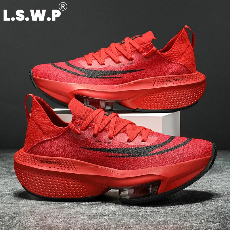 Men's Running Shoes, Racing Carbon Plate Air-Cushioned Running Shoes, Breathable Fly-Knit Upper, Shock Absorption, Anti-Fatigue, Strong Boost for Speed, Versatile Running Shoes for Men and Women for Road Running Training, Fitness, and Everyday Use