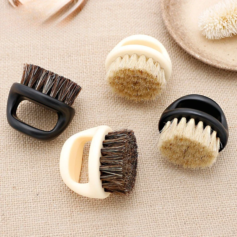 Barbershop Ring Hair Brush Horse Bristle Beard Brush Men Shaving Brush Portable Barber Beard Brushes Salon Facial Cleaning