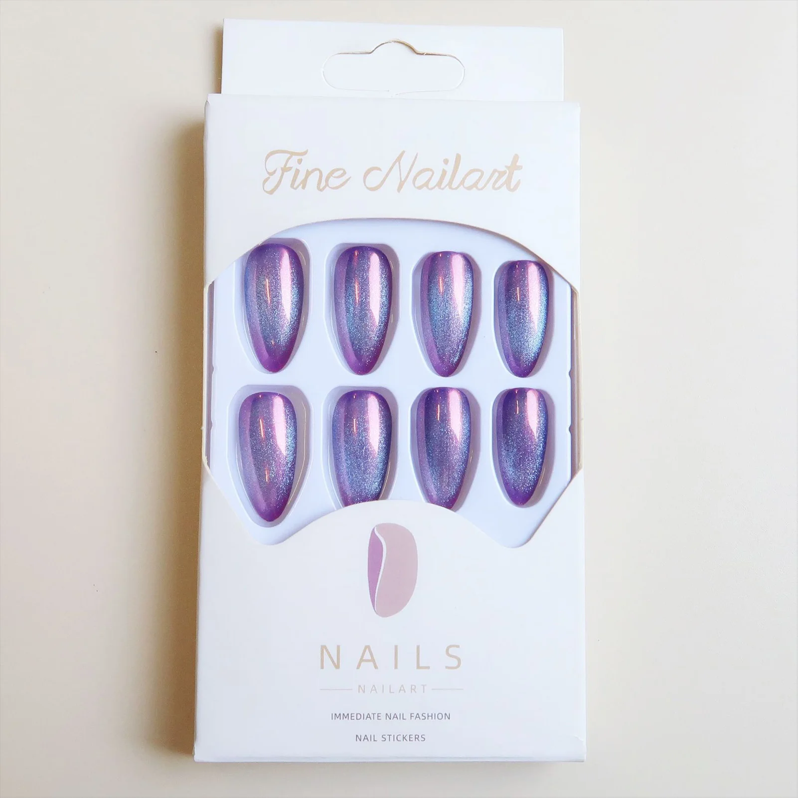 Purple Solid-Color Almond False Nails Convenient & Cost-effective Manicure Nails for Finger Decoration Home Nail DIY