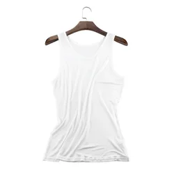 AAA Men Vest Summer Pure Silk Comfortable And Breathable Mulberry Knitted Sleeveless Bottomed Shirt White High Quality Shirt