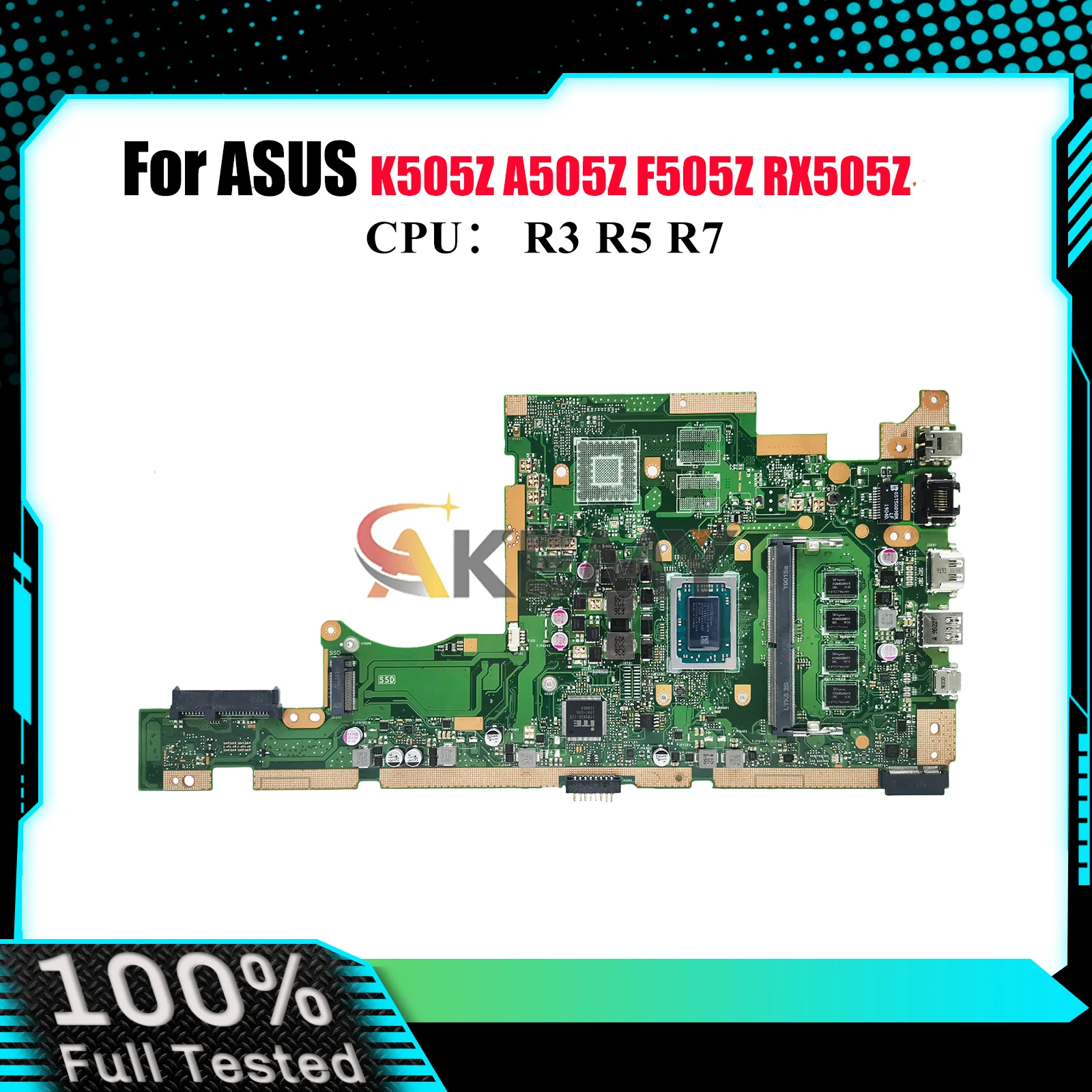 

X505ZA Laptop Motherboard For ASUS VivoBook K505Z A505Z RX505Z F505Z X505ZA X505Z Mainboard With R3 R5 R7 CPU 100% tests OK stk