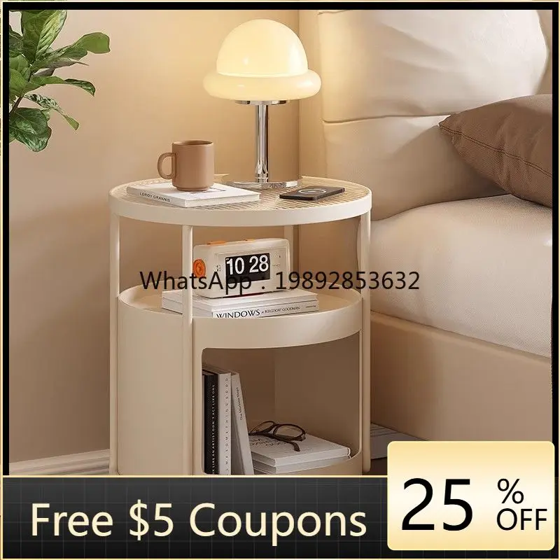 LYY Bedroom Nightstand Iron Art Simple Modern Small Storage Rack Bedside Cabinet Small Movable Side Table