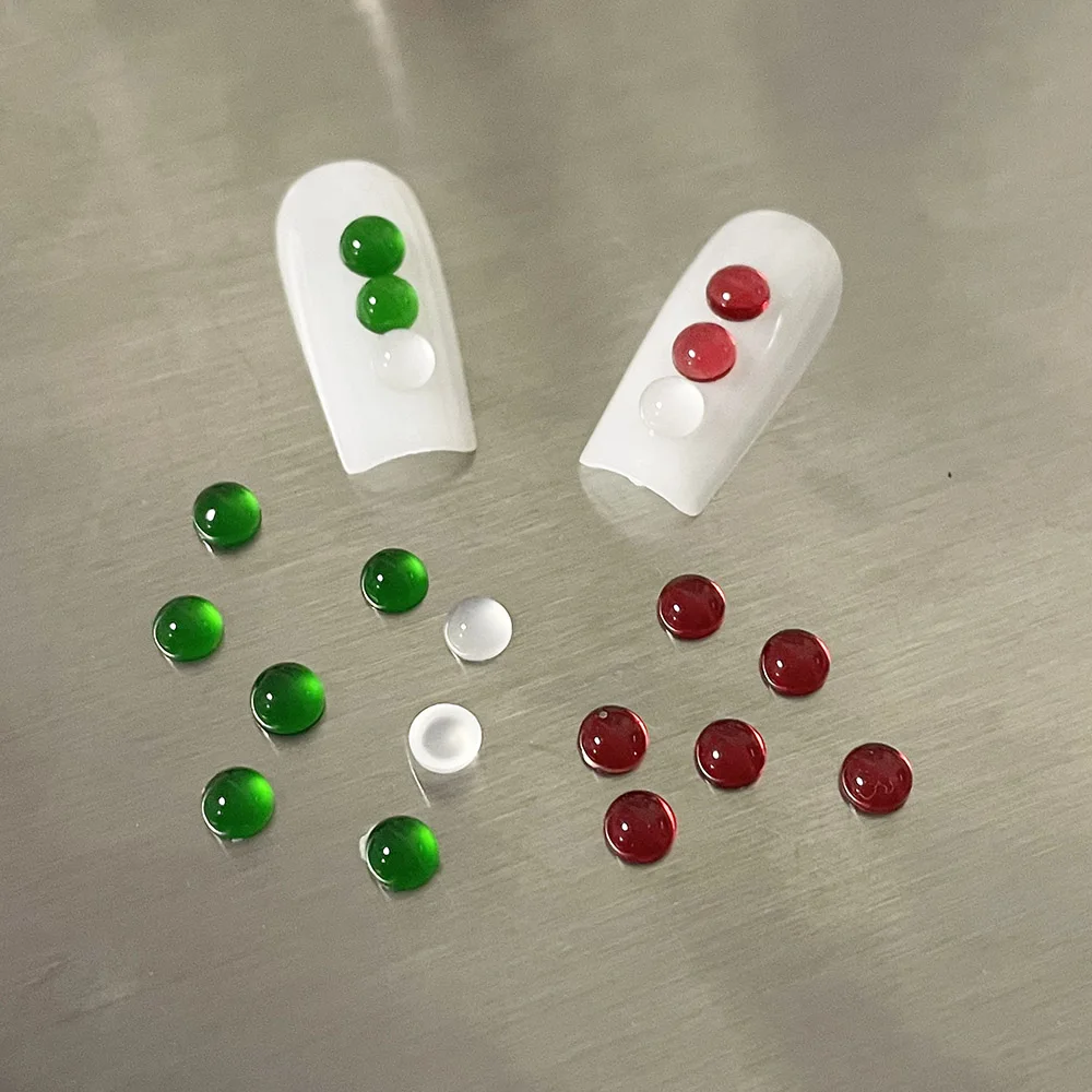 -Cleargels Beads- 4MM Niche Design Jewelry Diamonds Translucency Cat Eye Semi Circular Resin Rhinestone Nail DIY Accessories 404