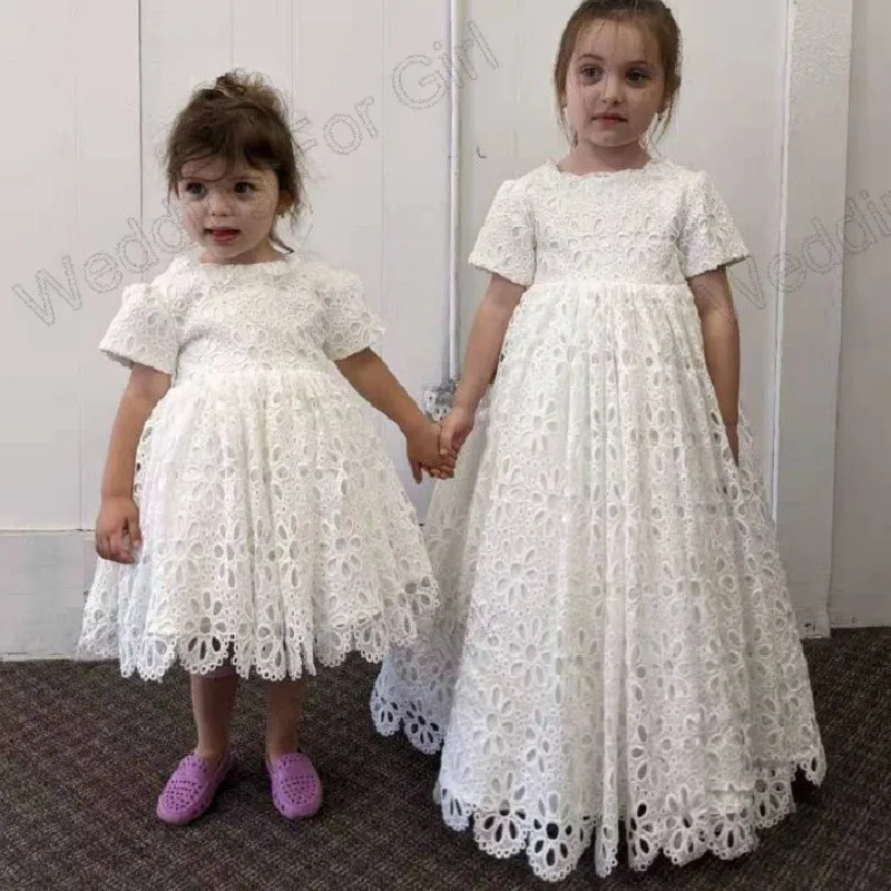 

Ivory Lace Flower Girl Dresses For Wedding Princess Daughter Toddler Pretty Pageant Formal First Communion Gowns