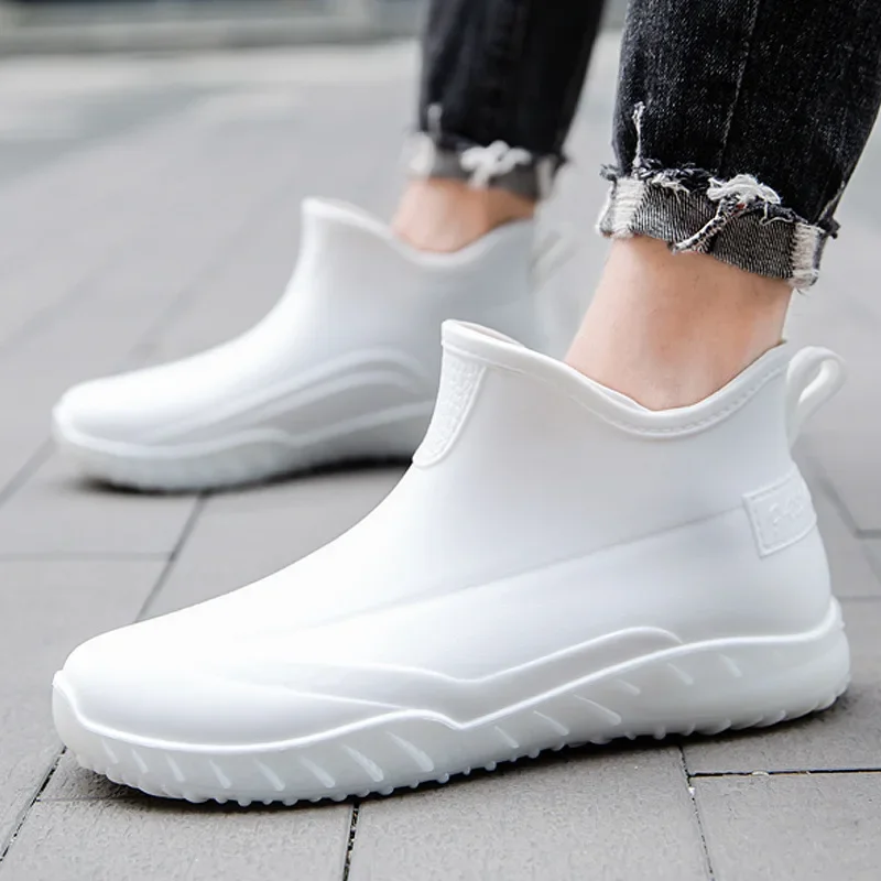 Men's Fashion New Waterproof Shoes Outdoor antislip lowrise rain boots Trendy light male footwear Comfort casual British flat - view 2
