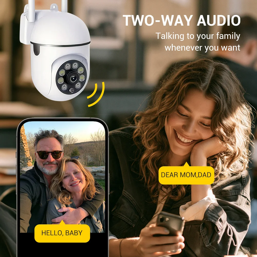 BoyKeep 2.4GHz WiFi PTZ Security Camera, Wireless Pan Tilt Cam, Two-Way Audio, Night Vision, Indoor Outdoor Home Monitor, Phone