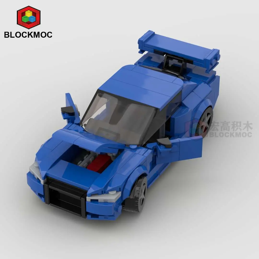 MOC Blocks JDM  Fast & Furious Skylinec Gtr R34 S14 350Z R32 GT-R 240z Initial D Racing Sports Car Speed Racer Blocks Toys Boys