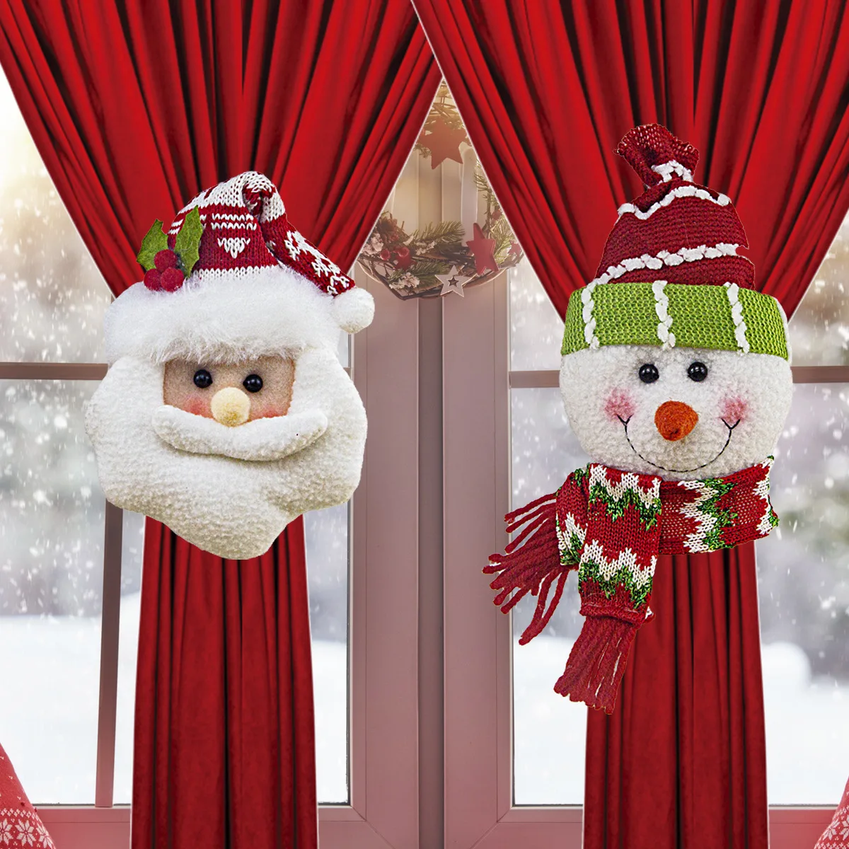 

Christmas Curtain Buckle Santa Claus Snowman Curtain Tie Back Holdbacks For Home Office Parties Curtain Railing Tree