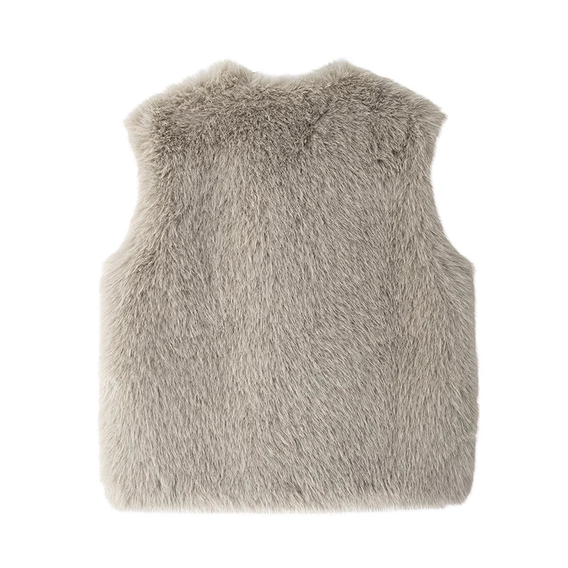 Winter Autumn Casual artificial fur Gray vest new women\'s Faux Fur Vest fashionable Sleeveless Waistcoat Female