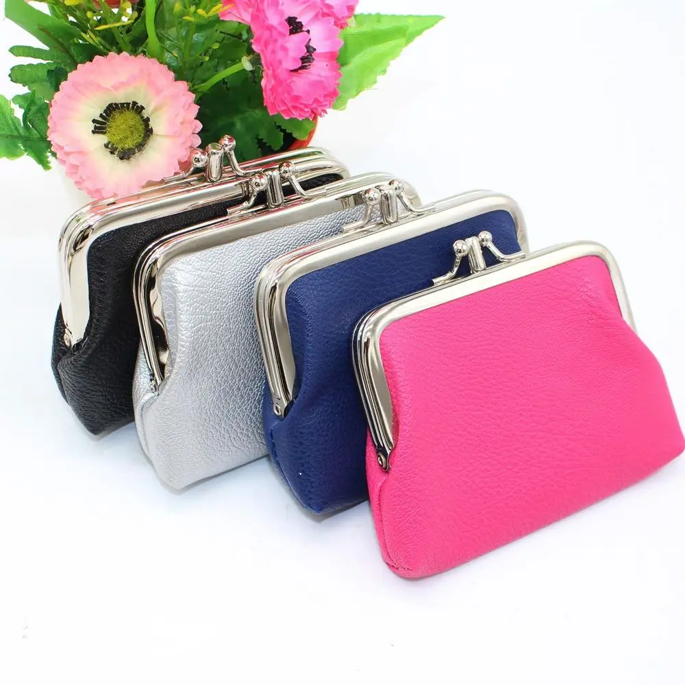 Retro Korean Style Double Layer Coin Purse Solid Color Wallets Short Clutch Bag Storage Bag PU Card Holder Men
