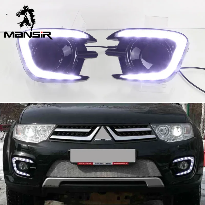 LED Daytime Running Light For Mitsubishi Montero Pajero Sport 2013 2014 2015 Turning Yellow Car Headlight DRL gift for father view 4