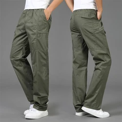 Pantalones largos de algodón para hombre, pantalón informal, holgado, cómodo y recto, 5XL talla grande, otoño, 2024