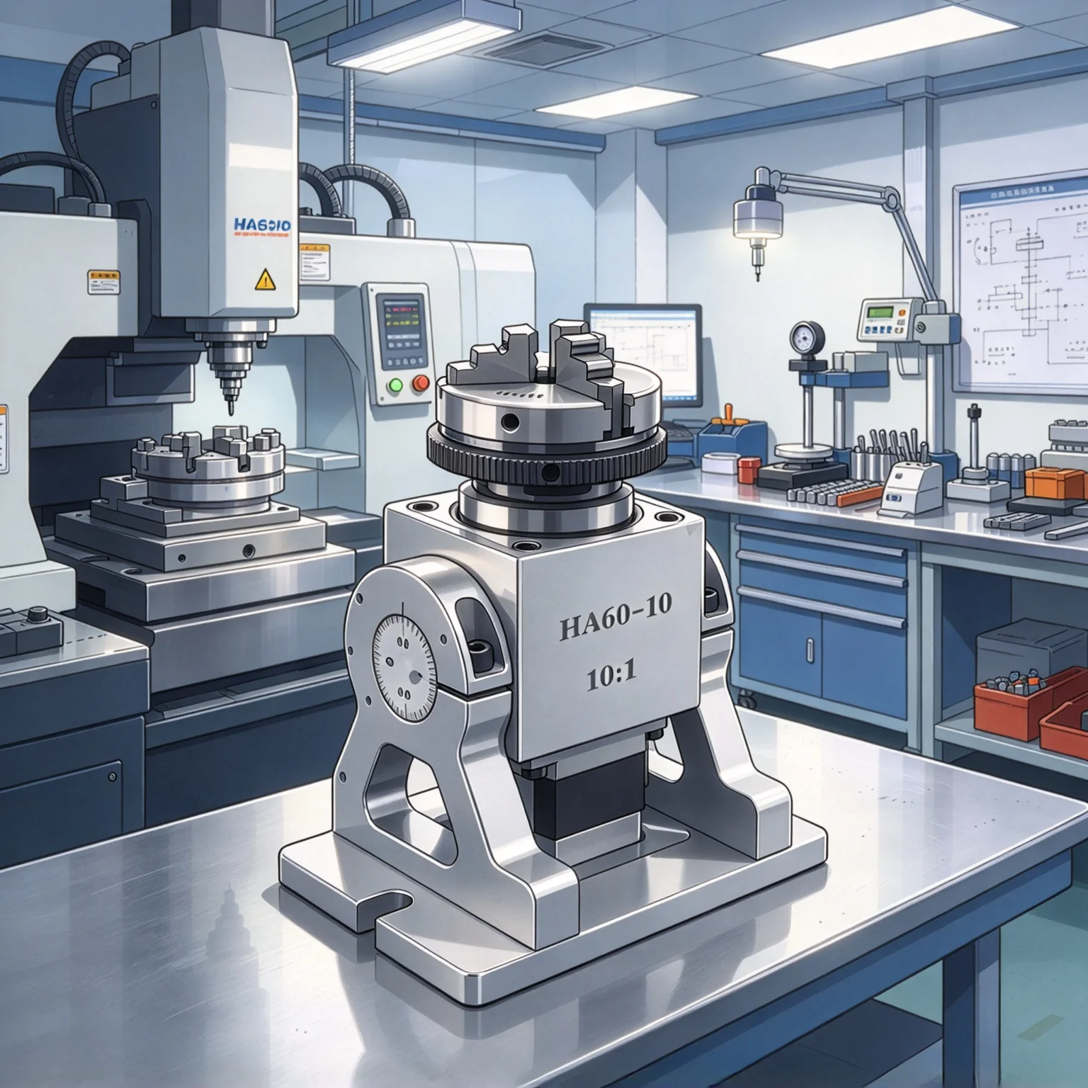 High Precision Planetary Reducer 4th Rotary axis 65 100mm Chuck CNC A axis Speed Reducing Ratio 10:1 for Marking Machine
