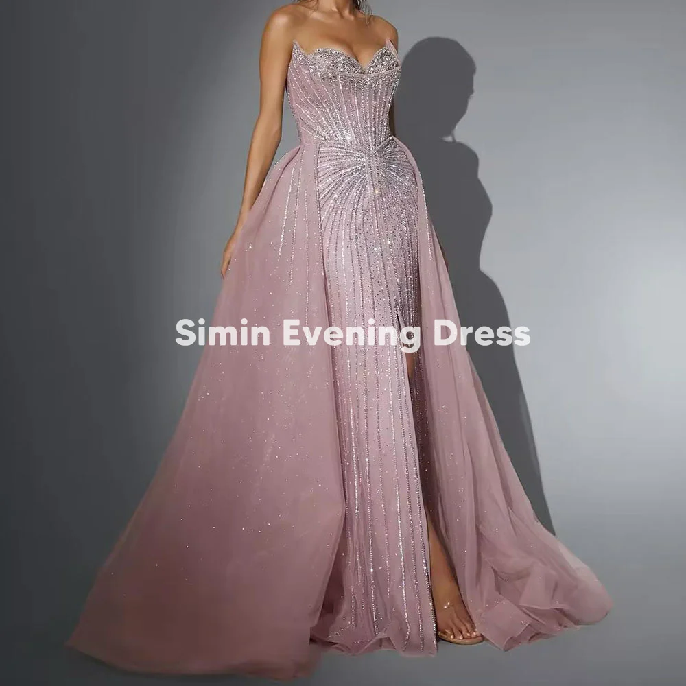 

Simin Women's Strapless Sheath Split Beaded Floor-Length Evening Dresses With Sleeveless Sweep Train Elegant Party Dresses 2025