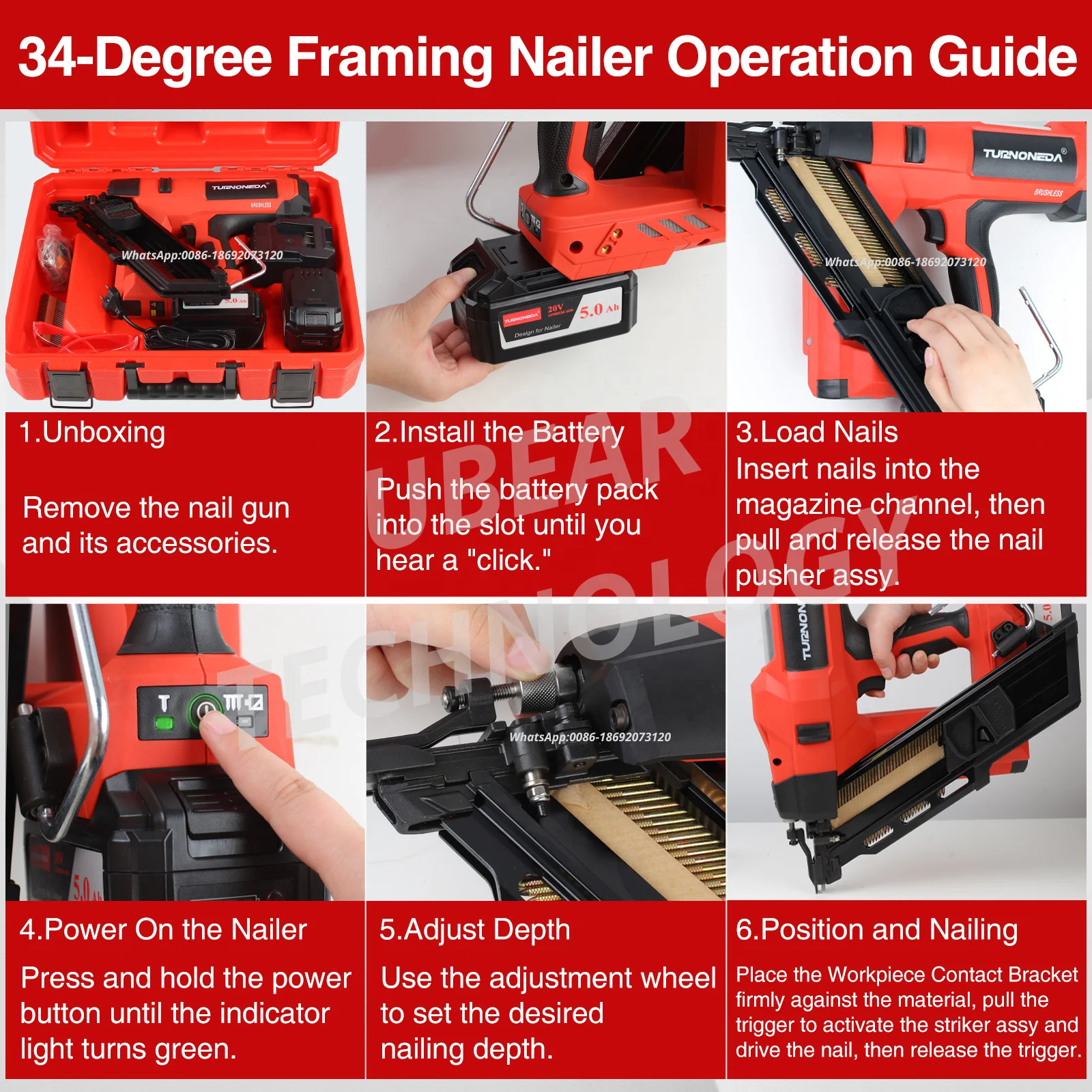 Hot 20V Best Cordless Power Nailing Tool Lithium Battery 34 Degree Frame Nailer Electric Roof Nail Gun for Woodworking Structure - Image 5