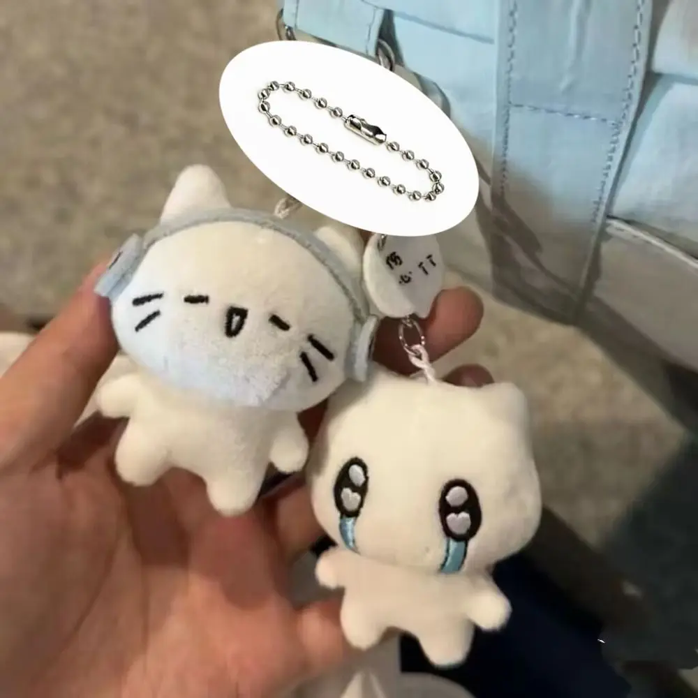 Colgante de gato de peluche de dibujos animados, auriculares, muñeca de gato, lindos colgantes de felpa, accesorios de bolsa, colgante de bolsa, llaves, accesorios