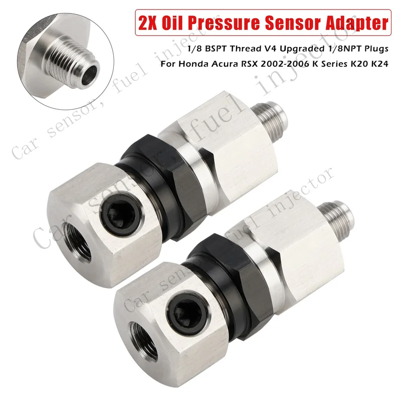 Q+ 2x Oil Pressure Sensor Adapter For Honda Acura RSX 2002-2006 K Series K20 K24