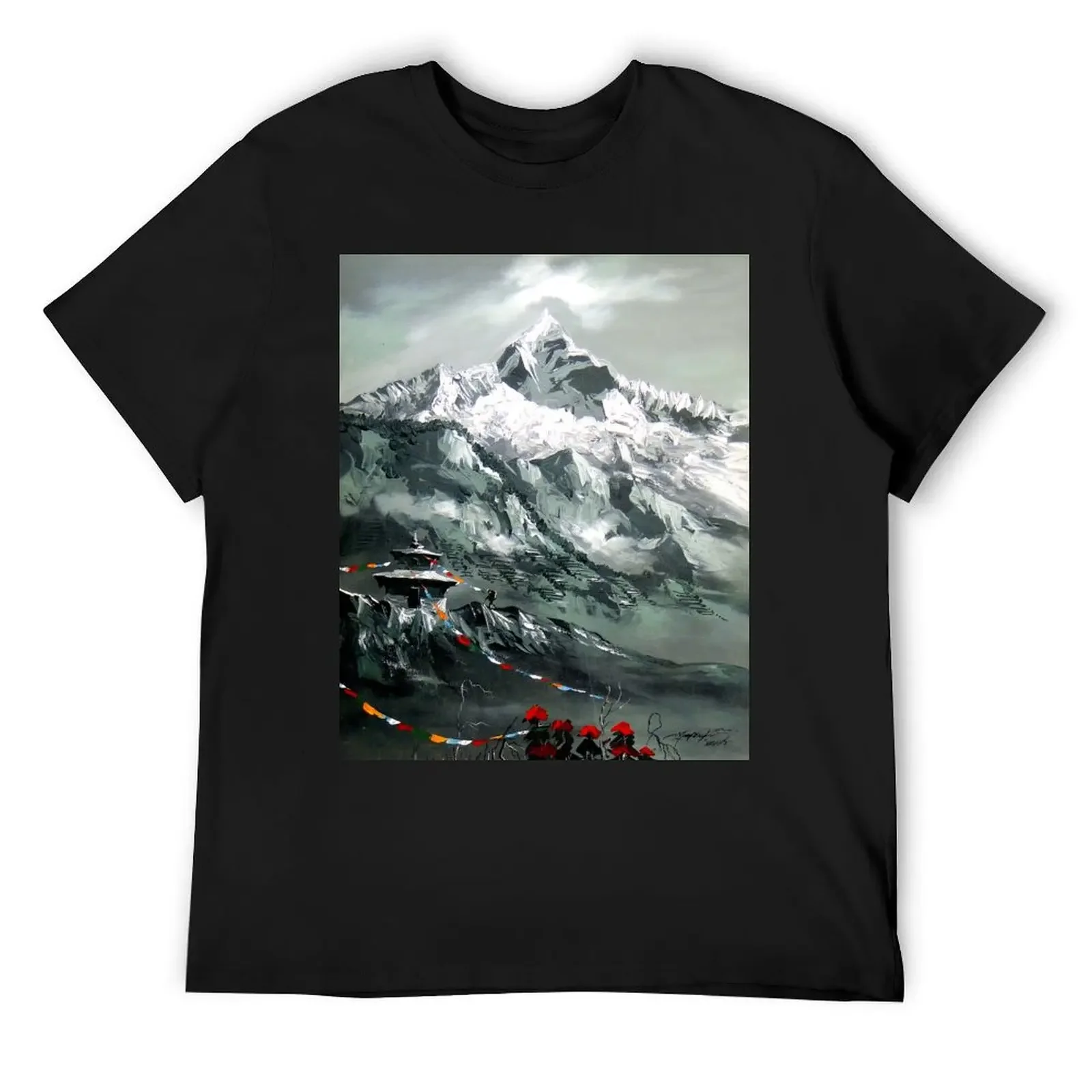 Panoramic View Of Mountain Everest T-Shirt cute tops summer tops graphic tee shirt mens t shirt graphic