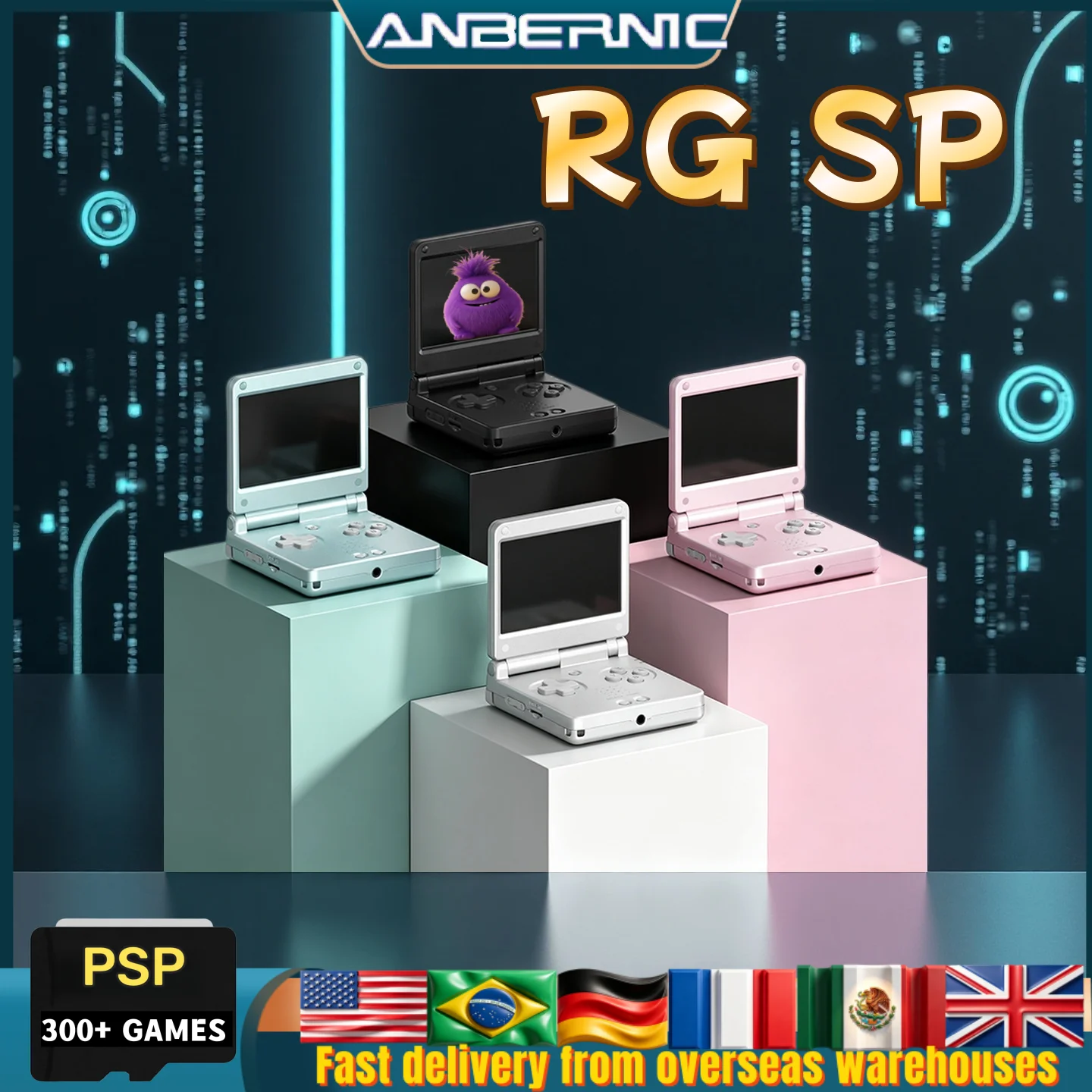Anbernic RGSP Flip Classic Handheld Game Console 3.4'' IPS Linux 64-bit 3300mAh Retro Gaming Player Wifi HD-Connect To TV RG SP