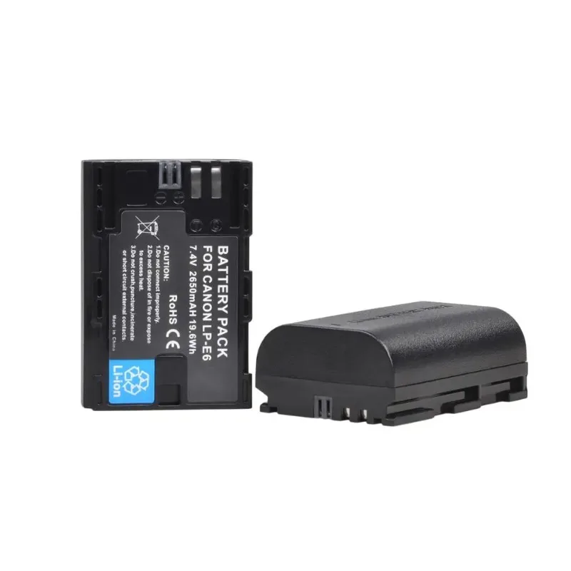 High Capacity 2650mAh Replacement Battery & LCD Dual Charger For Canon LP-E6 LP-E6N EOS 5D3 5D4 6D 7D 60D 70D 80D Cameras