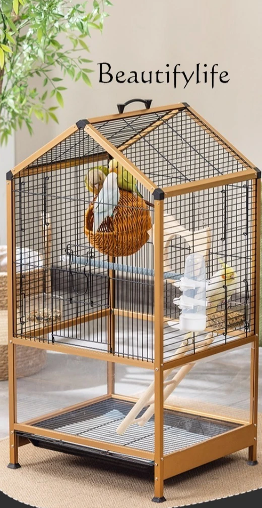 

Bird cage parrot cage Xuanfeng small sun special horizontal silk large villa new splash-proof luxury landscaping parrot cage