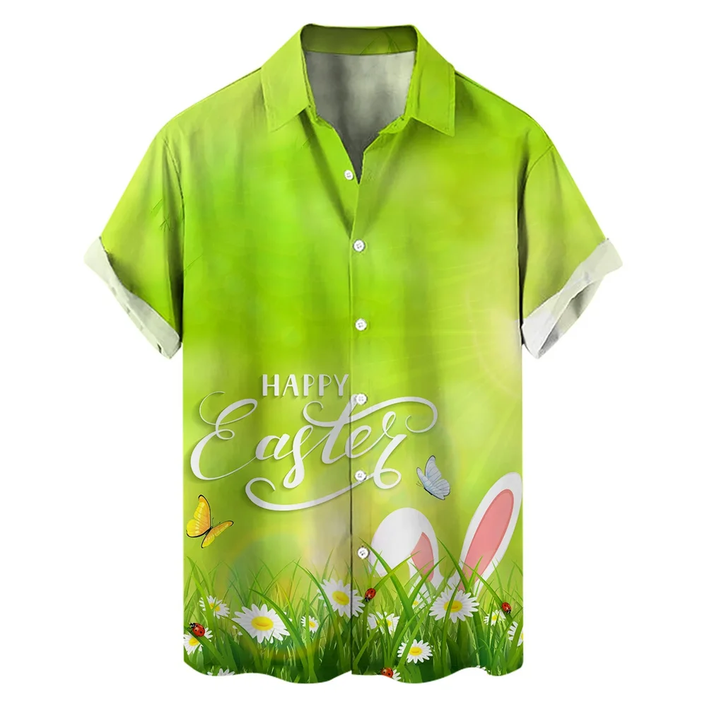 Neue 3d Cartoon gedruckt Hawaii Hemd Männer Frauen Sommerkleid ung Ostertag Kaninchen Strand Shirt Ei Kinder Geschenke Blusen Knopf Tops