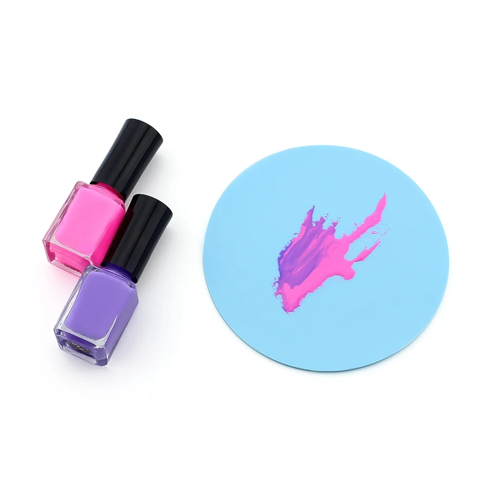 5pcs Nail Art Palette Silicone Mixing Tray For Acrylic Uv Gel Resin Painting Manicure Tools Round Color Blending Dishes