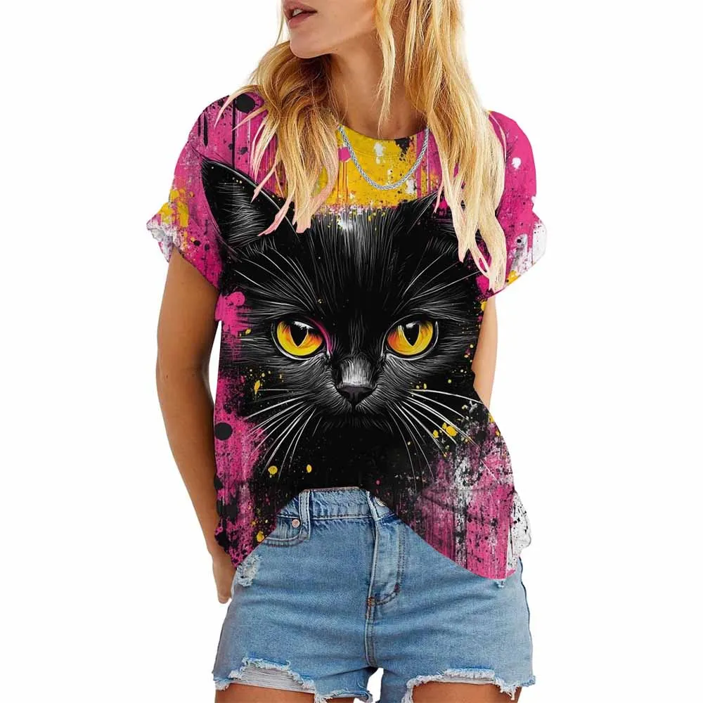 Plus size dames bohemien stijl gezicht print kleur geblokkeerd T-shirt casual ronde hals korte mouwen T-shirt dameskleding