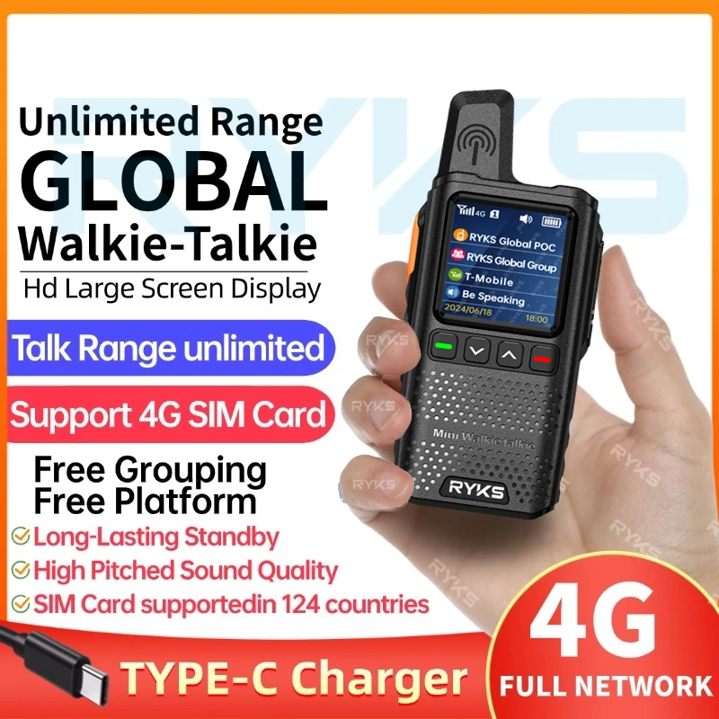 4G Walkie Talkie 5000Km 200 Channels Personalized Names Audio Playback Global Ptt Type C Charger Long Range Ham Two Way Radio