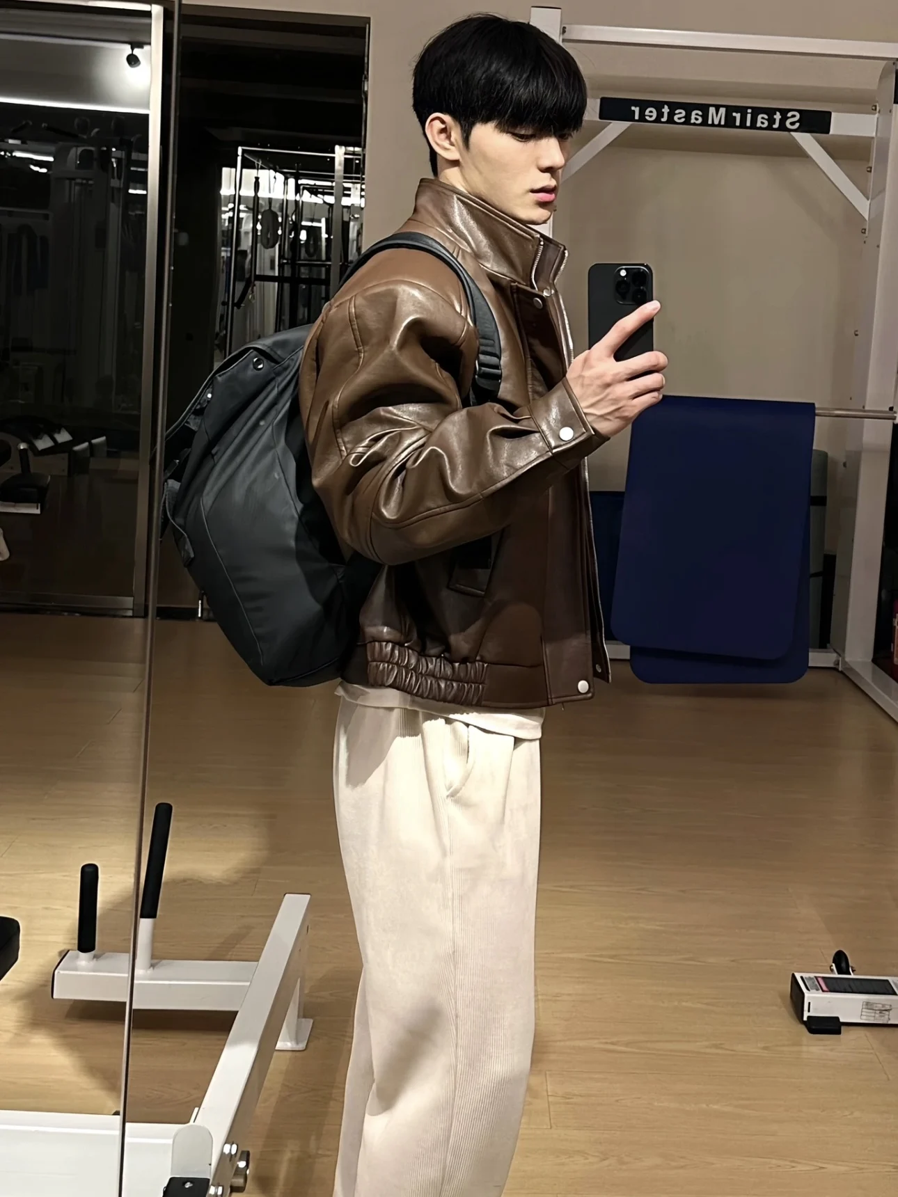 

Ретро американский коричневый воротник-стойка из искусственной кожи, мужское повседневное универсальное мотоциклетное кожаное пальто, топ