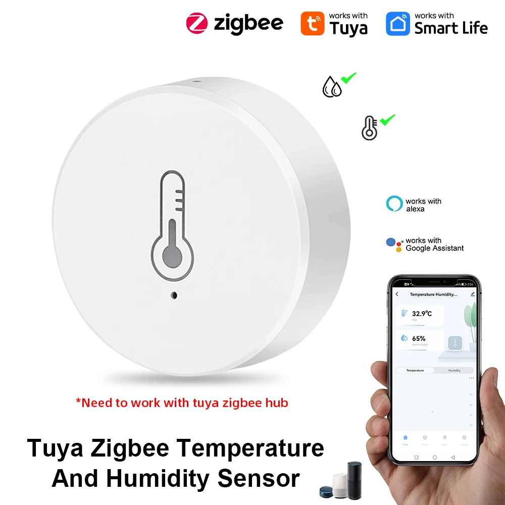 Tuya Zigbee 温度と湿度センサー音声制御インテリジェント家庭用湿度計リアルタイム監視音声 Alexa