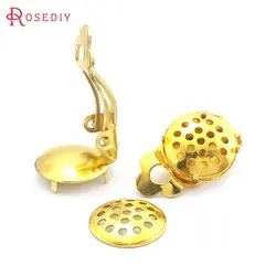 12MM 16MM 18MM 25MM 18K Gold Color Brass Combinable Round Earrings Clips Diy Jewelry Making Earring Accessories for Women