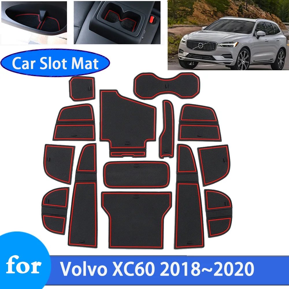 

For Volvo XC60 T6 2018 2019 2020 Anti-Slip Gate Slot Cup Mat Car Stickers Accessories Non-Slip Mats Rubber Coaster Door Dust Pad