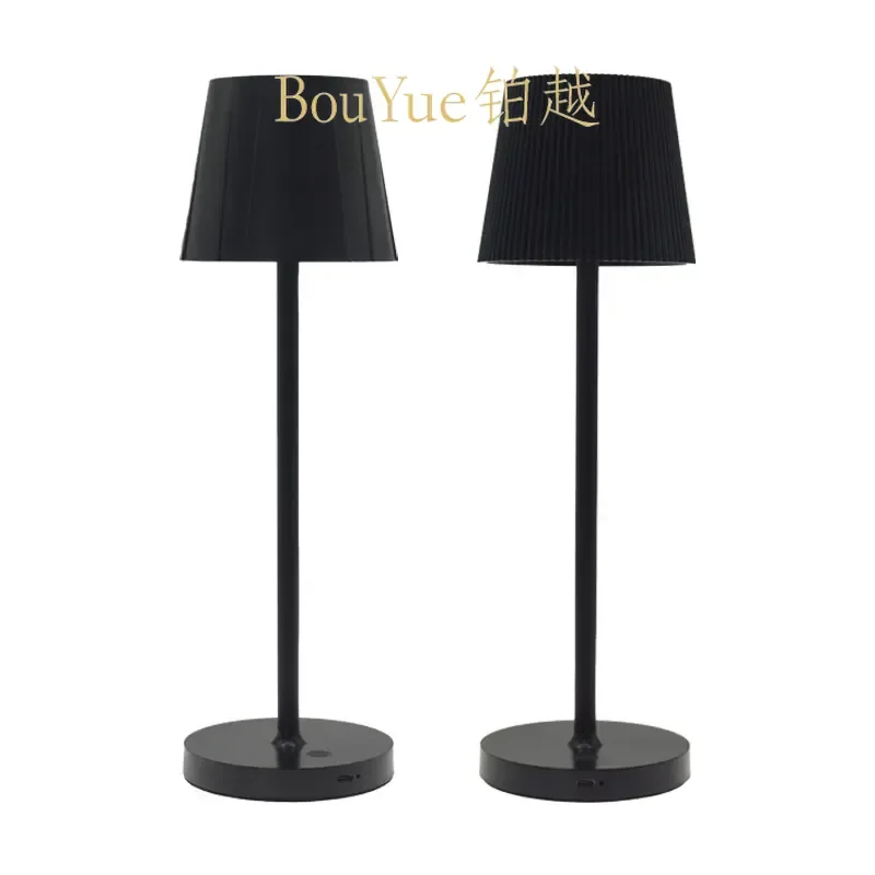 Nordic Pleated Table Lamp Rechargeable High Foot Night Light Simple Luxury Retro Bedside Decor European American Style Small