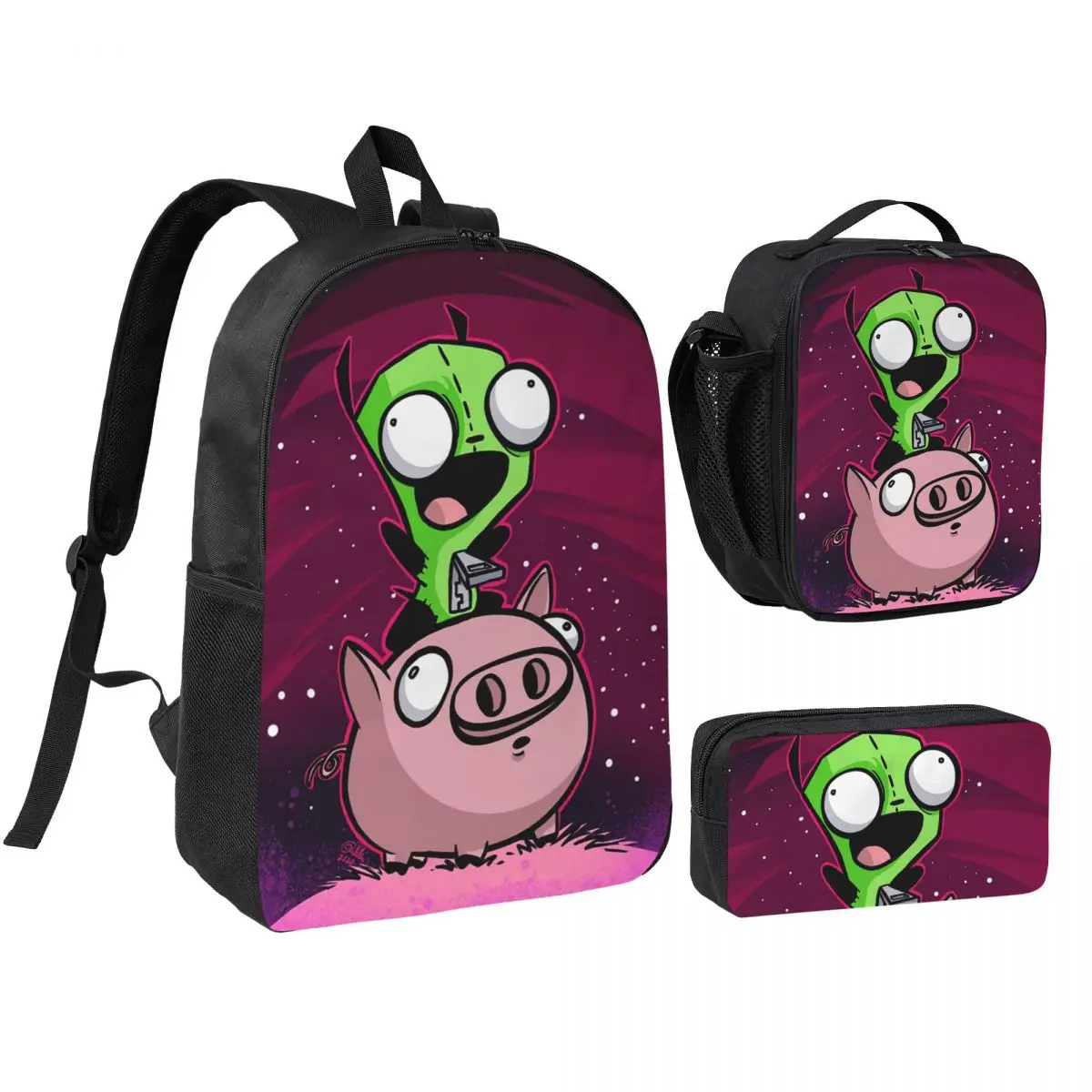 

Space Pig Autographed Print Etsy Backpack Boys Girls BookBag School Bag Shoulder Bags 3ps Insulated Lunch Bag Pencil Case
