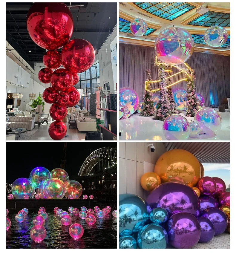 Riesiger Aufblasbarer Spiegelball PVC Silber Reflektierende Kugel Chrom-Ballon-Set für Hochzeit Event Party Bühnendekoration Requisite – Detail 8