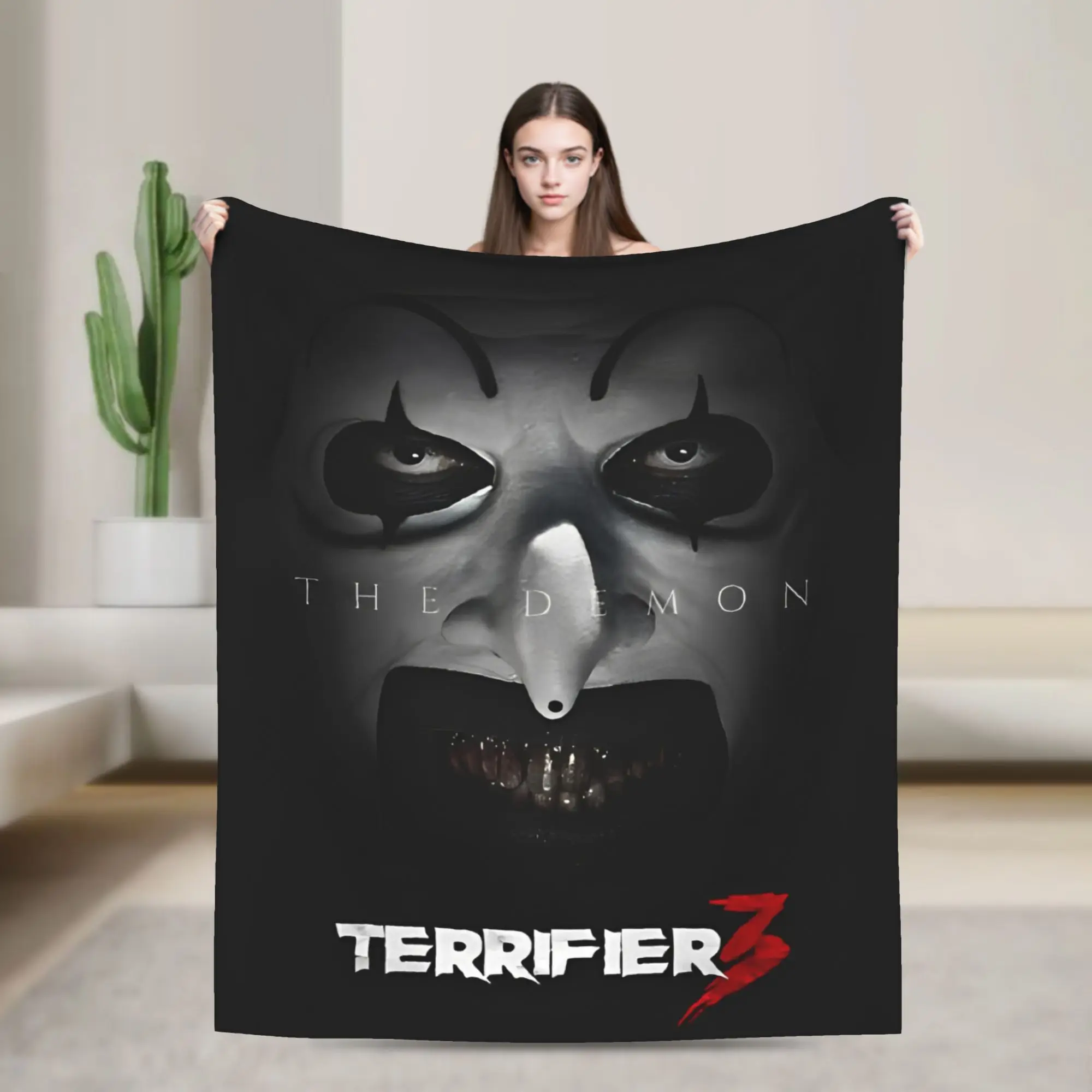 

Terrifier Movie Blanket Velvet Horror Halloween Lightweight Thin Throw Blankets for Bedroom Sofa Bedspread