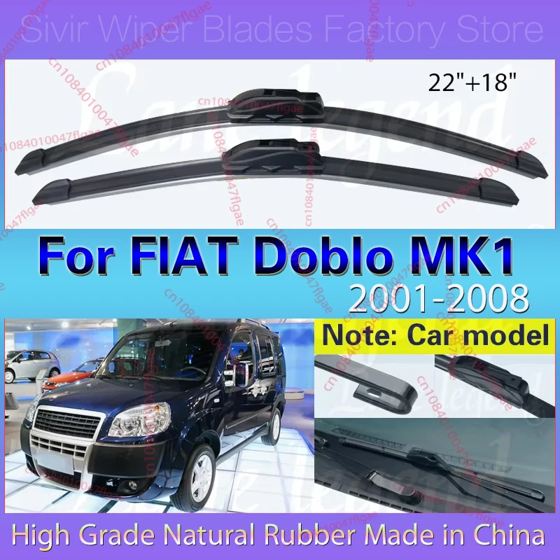 

Car Front Wiper Blade For FIAT Doblo MK1 2001 2002 2003 2004 2005 2006 2007 2008 Windshield Windscreen Car Accessories 22"+18"
