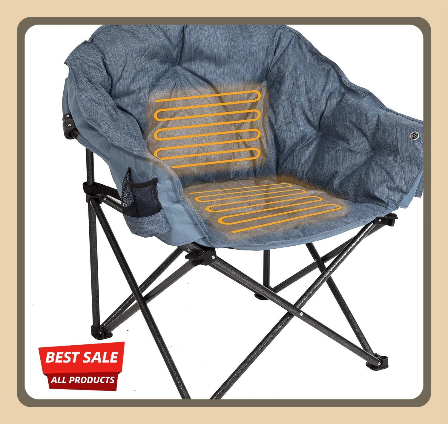 

[Best Seller!]Heated Cushion Folding Lounge Patio Club Camping, Picnic, Outdoor Activities | Battery NOT Included Chair, Teal