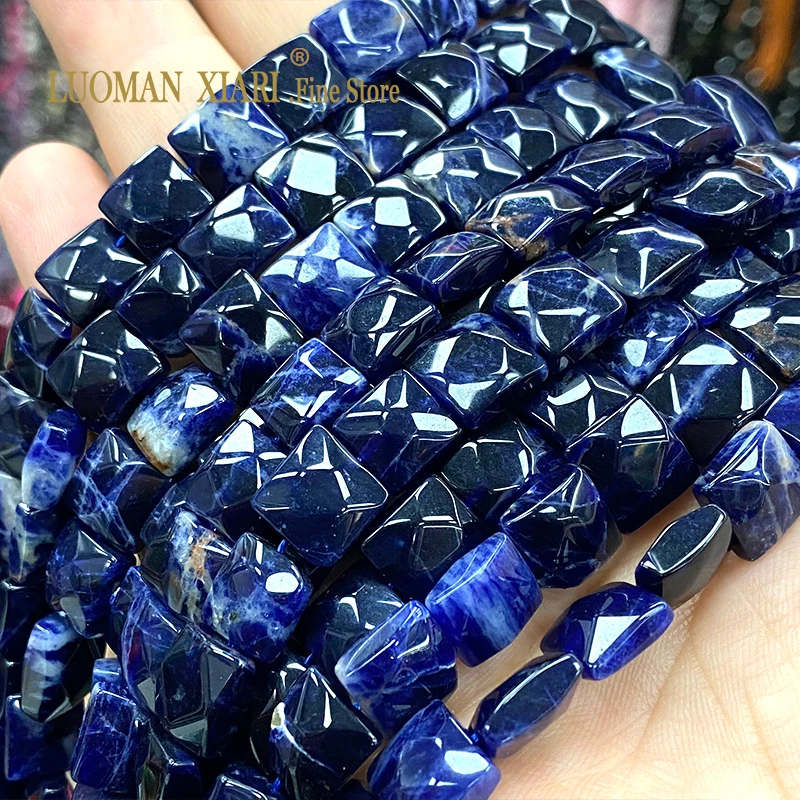 5x10MM Square Natural AA Sodalite Faceted Flat Cube Loose Spacer Beads for Jewelry Making Diy Bracelet Earrings Accessories