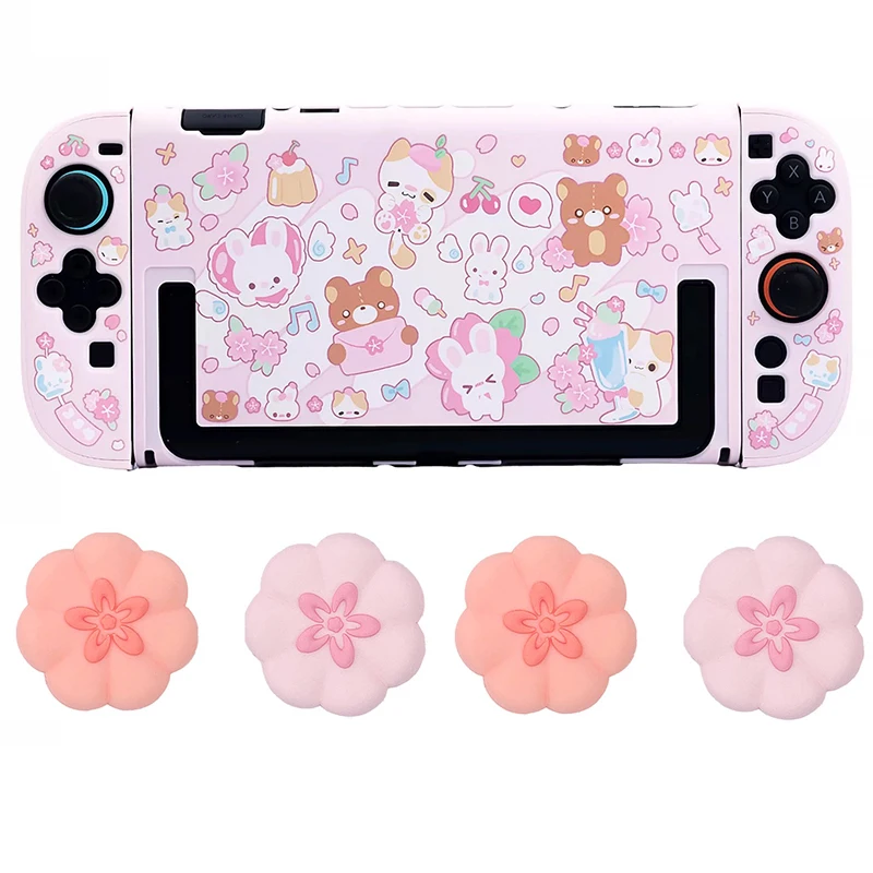

Cute Bear Rabbit Protective Cover for Nintendo Switch 2/NS OLED Joy-Con Split Type Hard PC Case Game Console Accessories