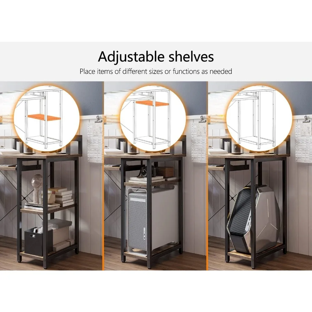 CubiCubi Computer Desk with Keyboard Tray, 47 Inch Office Desk with Monitor Stand and Storage Shelves, Music Studio Desk