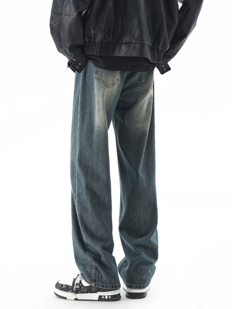 

Мужские джинсы Waed Blue: прямые, свободные, широкие брюки в американском уличном стиле, модные, осенние, новые, из хлопка и полиэстера