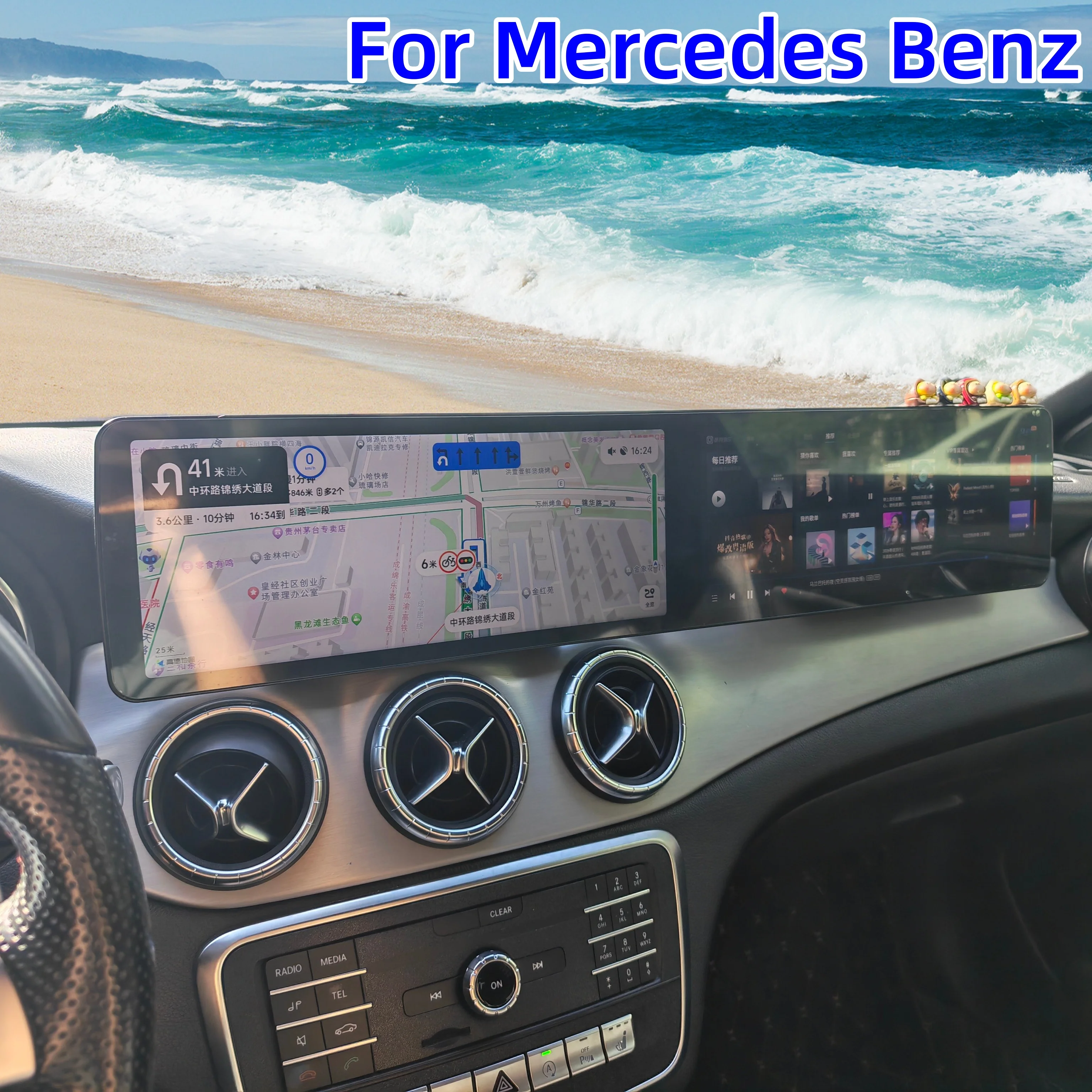 25.6inch Touch Screen Car Radio Carplay For Benz GLA CLA A 2015-2019 NTG 4.5 5.1 Interactive Display Android13 Multimedia Player