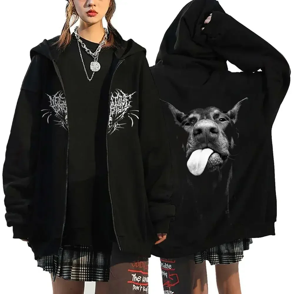 Gothic Skeleton Hoodies Female Skull Wing Zipper Jacket Streetwear Y2k Hoodie Spring and Autumn Sweatshirts Thin Fleece Sweater