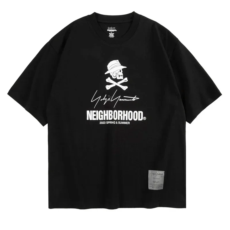 Classic Black White NEIGHBORHOOD Short-sleeved T-shirt Pop Japanese Harajuku T Shirt Signature Slogan Loose Top NBHD T Shirts